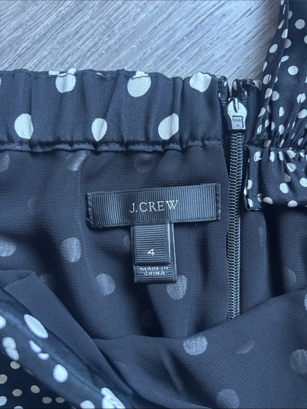 J. Crew Black and White Polka Dot One-Shoulder silk top - Picture 6 of 6